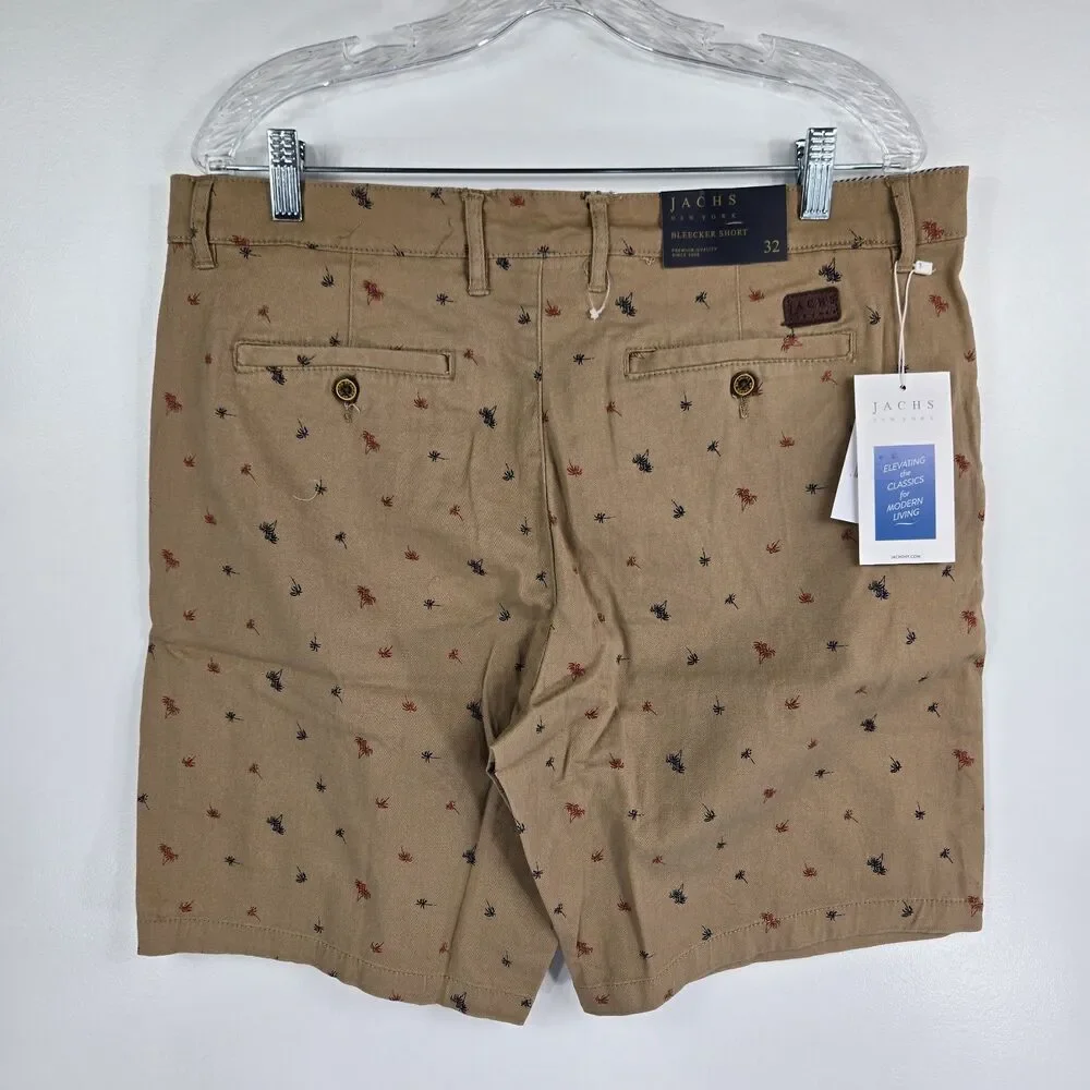 Jach's New York Men's Size 32 Bleecker‎ Shorts Dark Khaki Palm Trees NWT